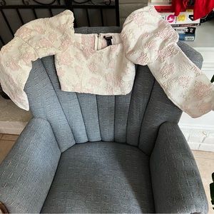 Forever 21 Puff Shoulder Jacquard Crop Top - S